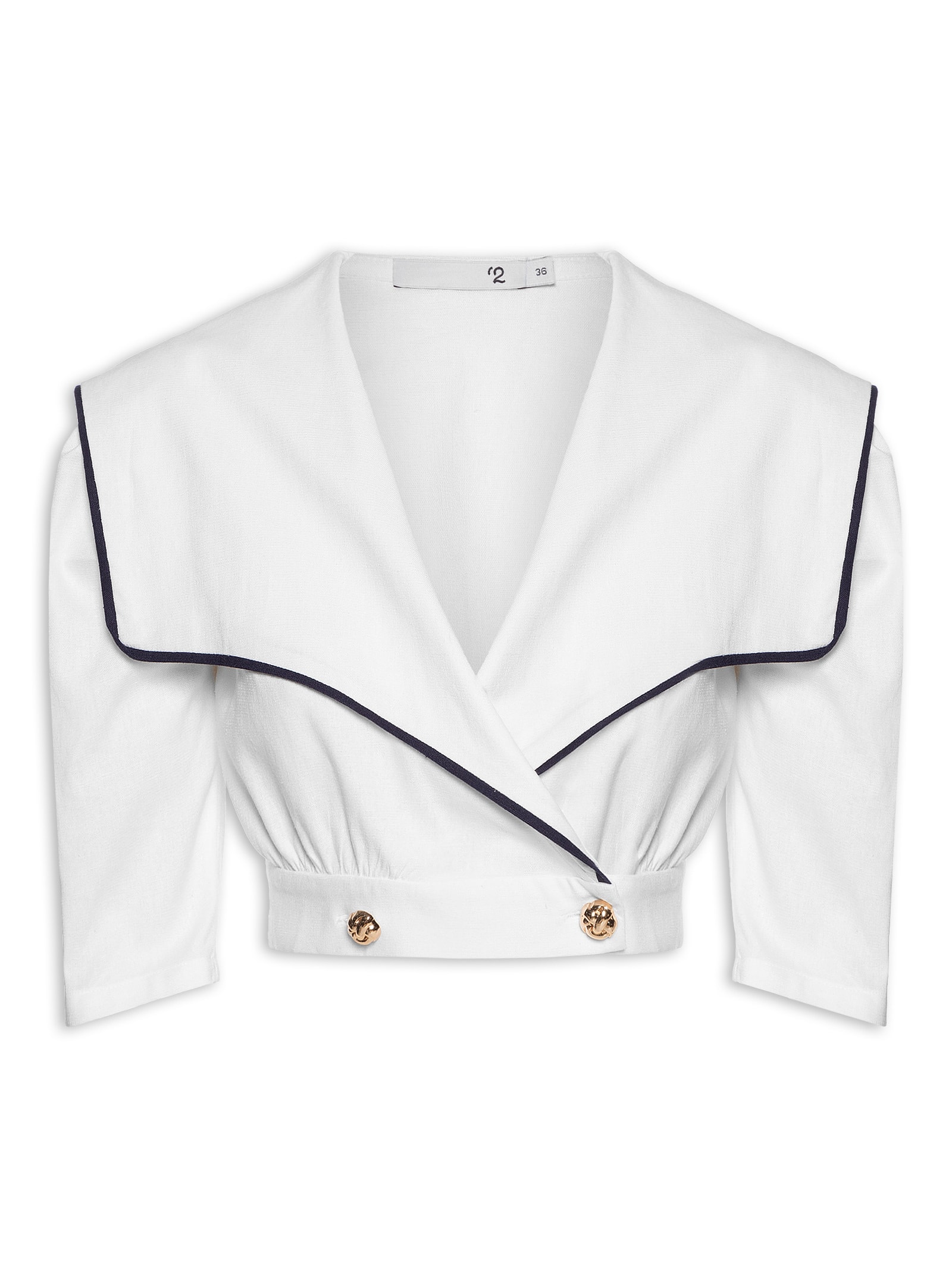 Blusa Feminina Com Pala Sobreposta Em Linho Misto Branco '2Essential