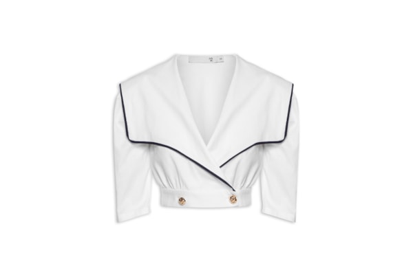 Blusa Feminina Com Pala Sobreposta Em Linho Misto - Branco