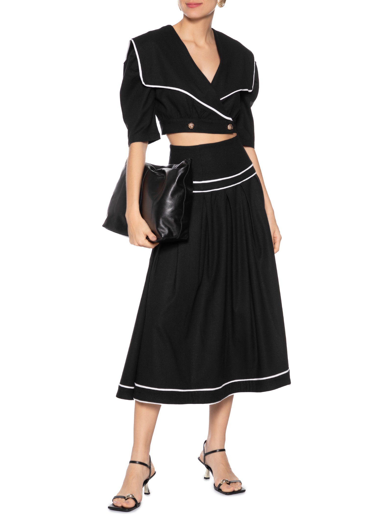 Blusa Feminina Com Pala Sobreposta Em Linho Misto Preto '2Essential