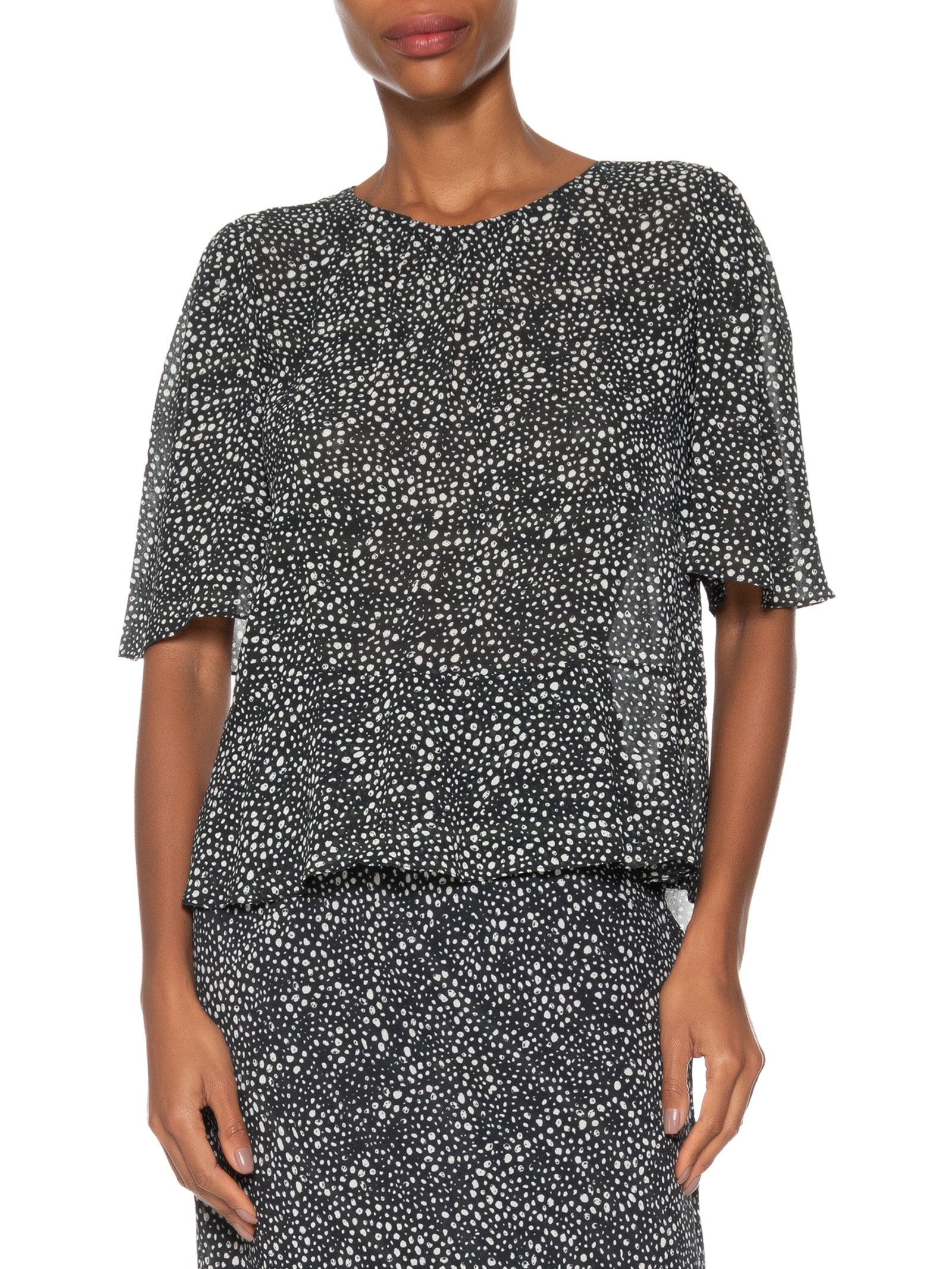 Blusa Feminina Com Peplum Pois Lajedo Preto Animale