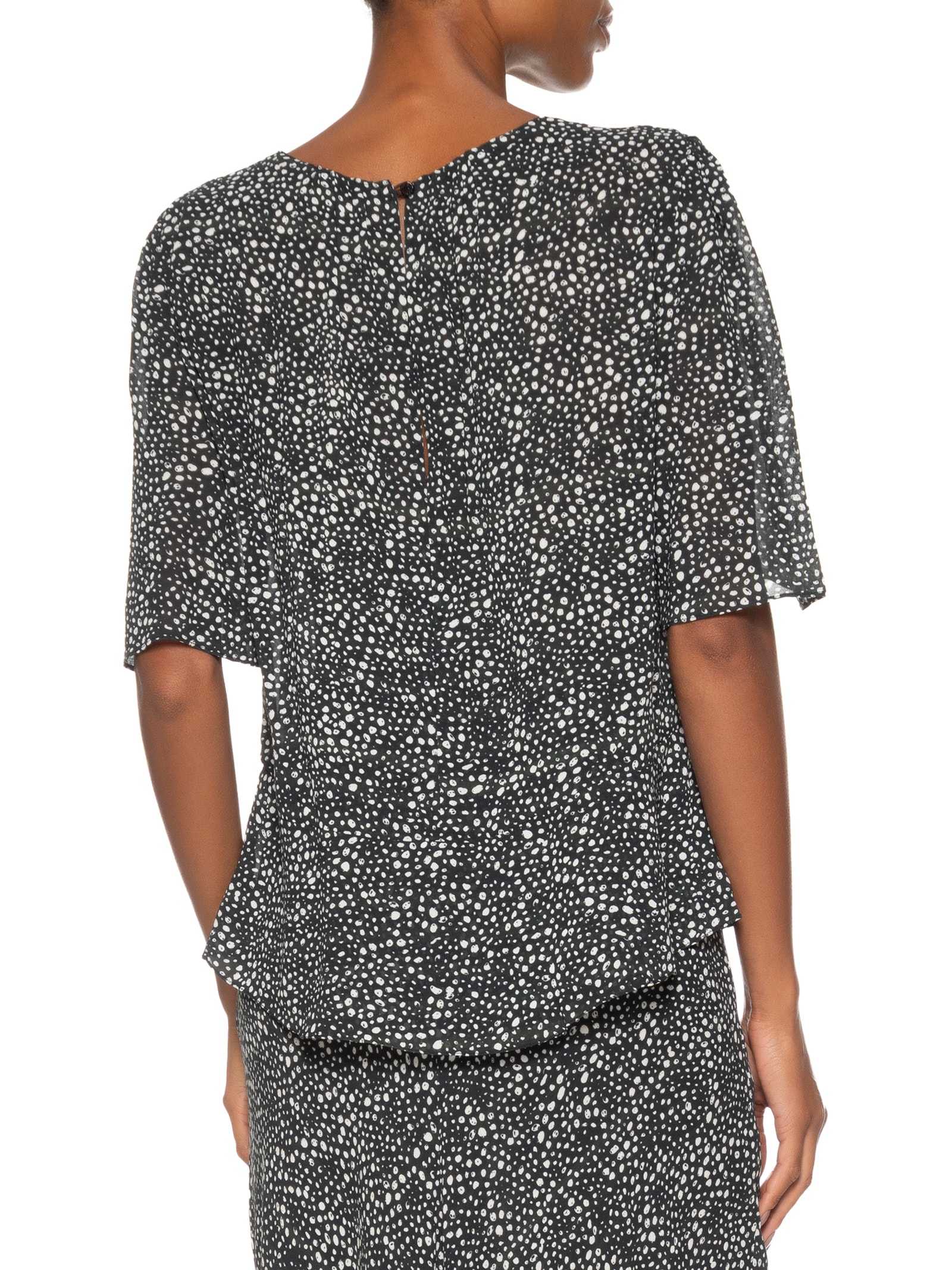 Blusa Feminina Com Peplum Pois Lajedo Preto Animale