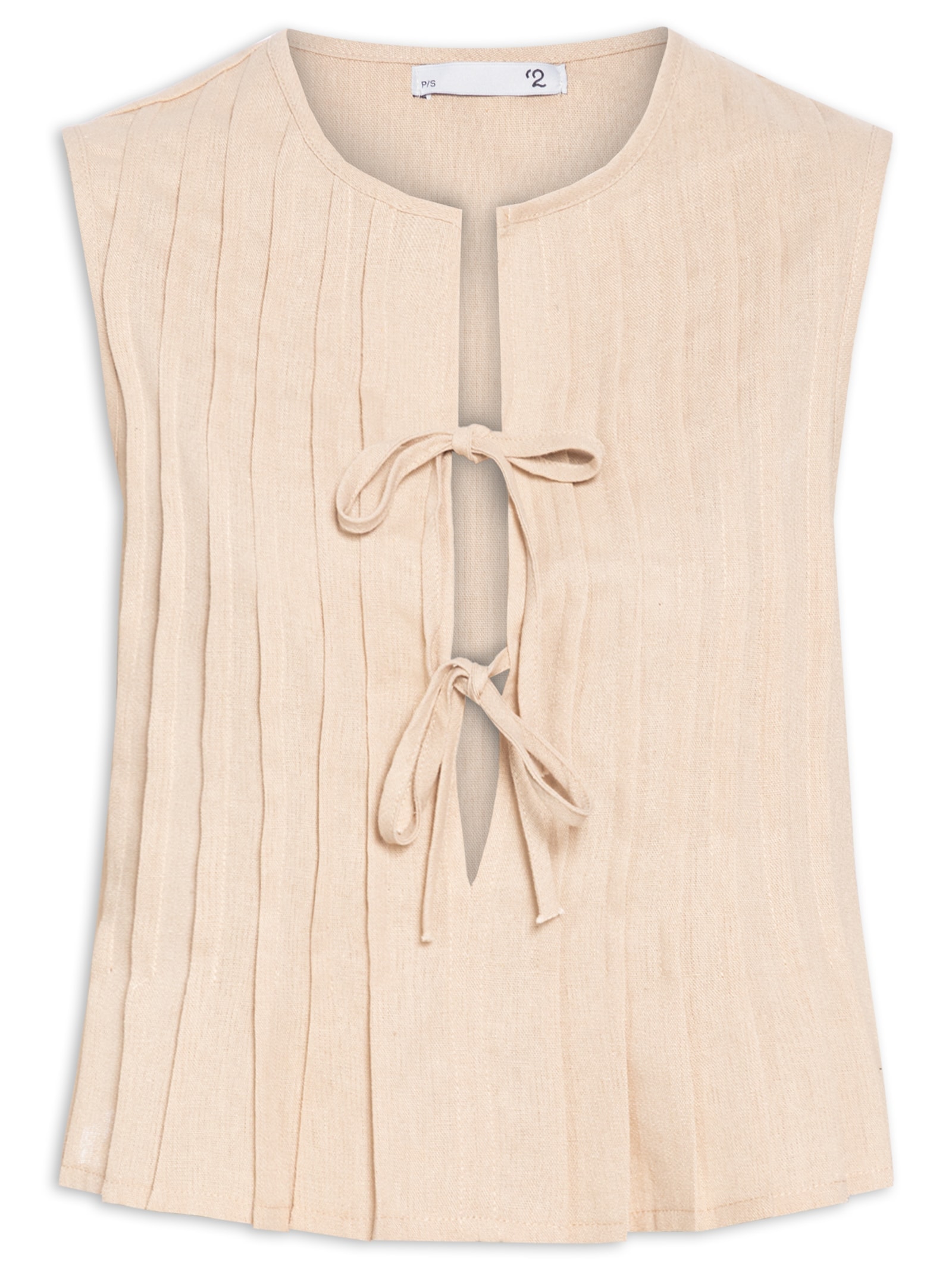 Blusa Feminina Com Pregas E Amarração Frontal Bege '2Essential