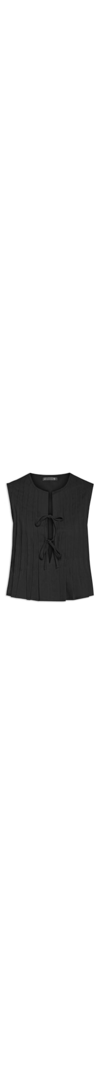 Blusa Feminina Com Pregas E Amarração Frontal - Preto