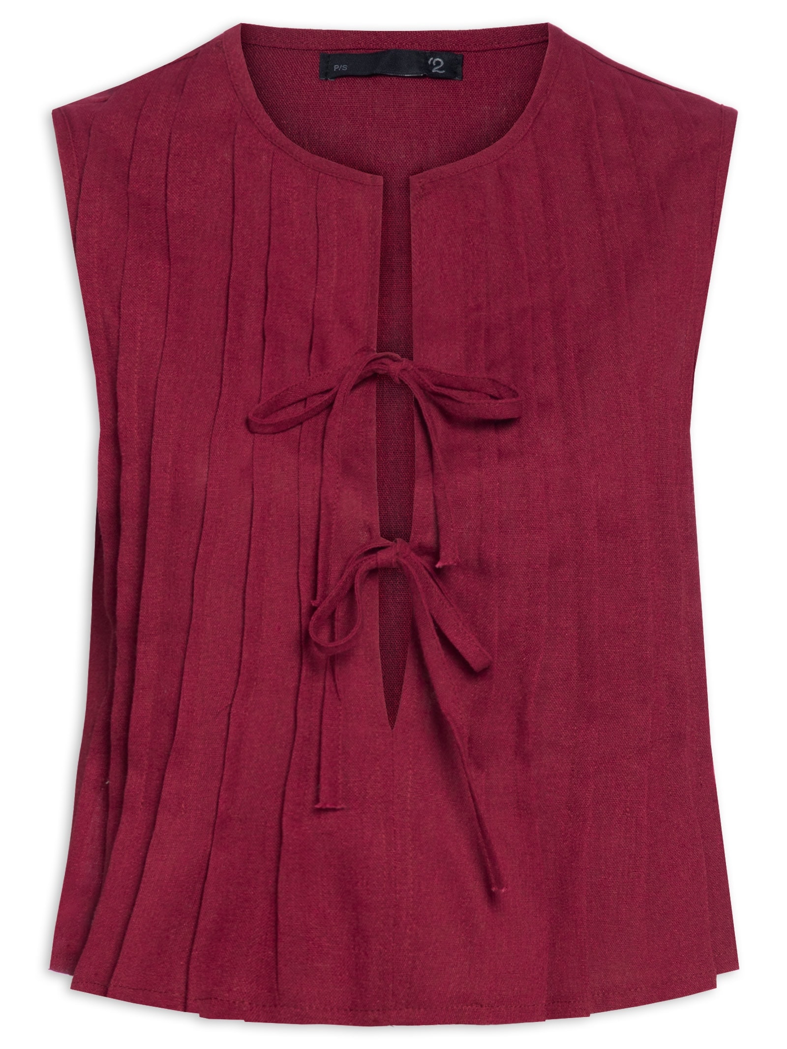 Blusa Feminina Com Pregas E Amarração Frontal Vinho '2Essential