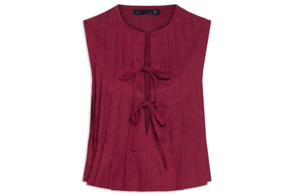 Blusa Feminina Com Pregas E Amarração Frontal - Vinho