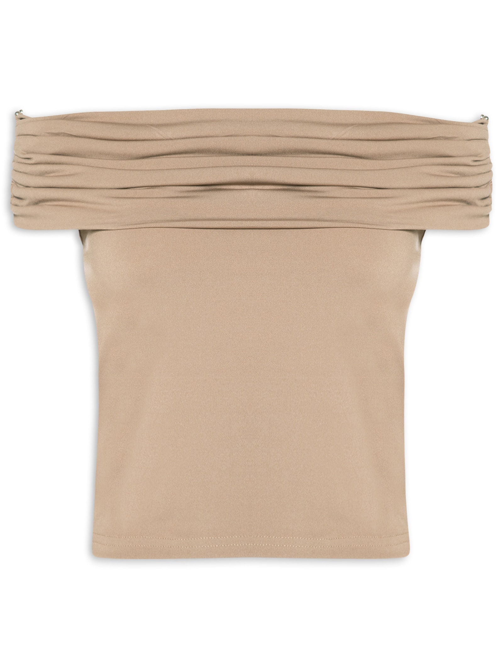 Blusa Feminina Com Sobreposição Plissada Bege Market 33