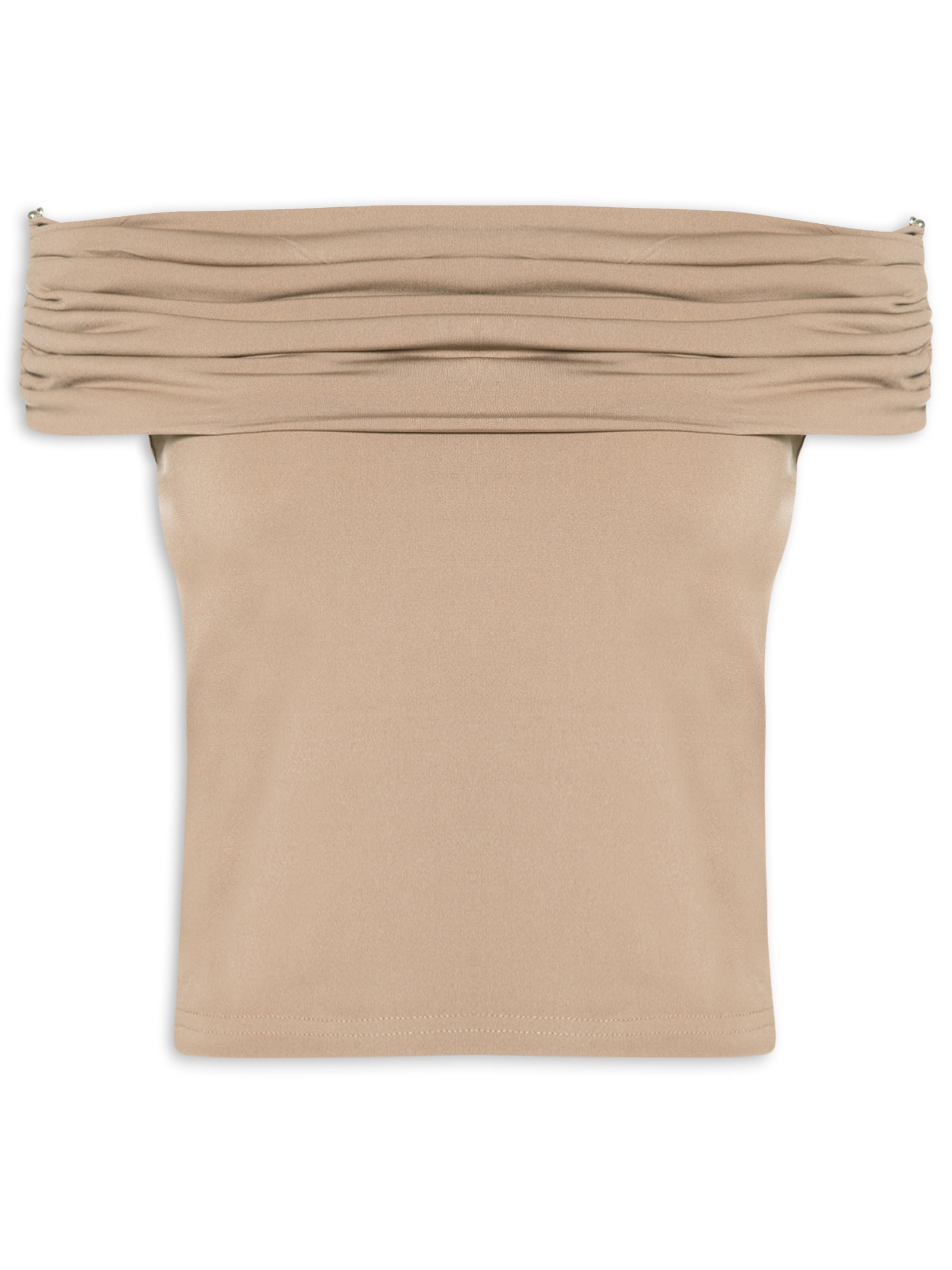 Blusa Feminina Com Sobreposição Plissada Bege Market 33