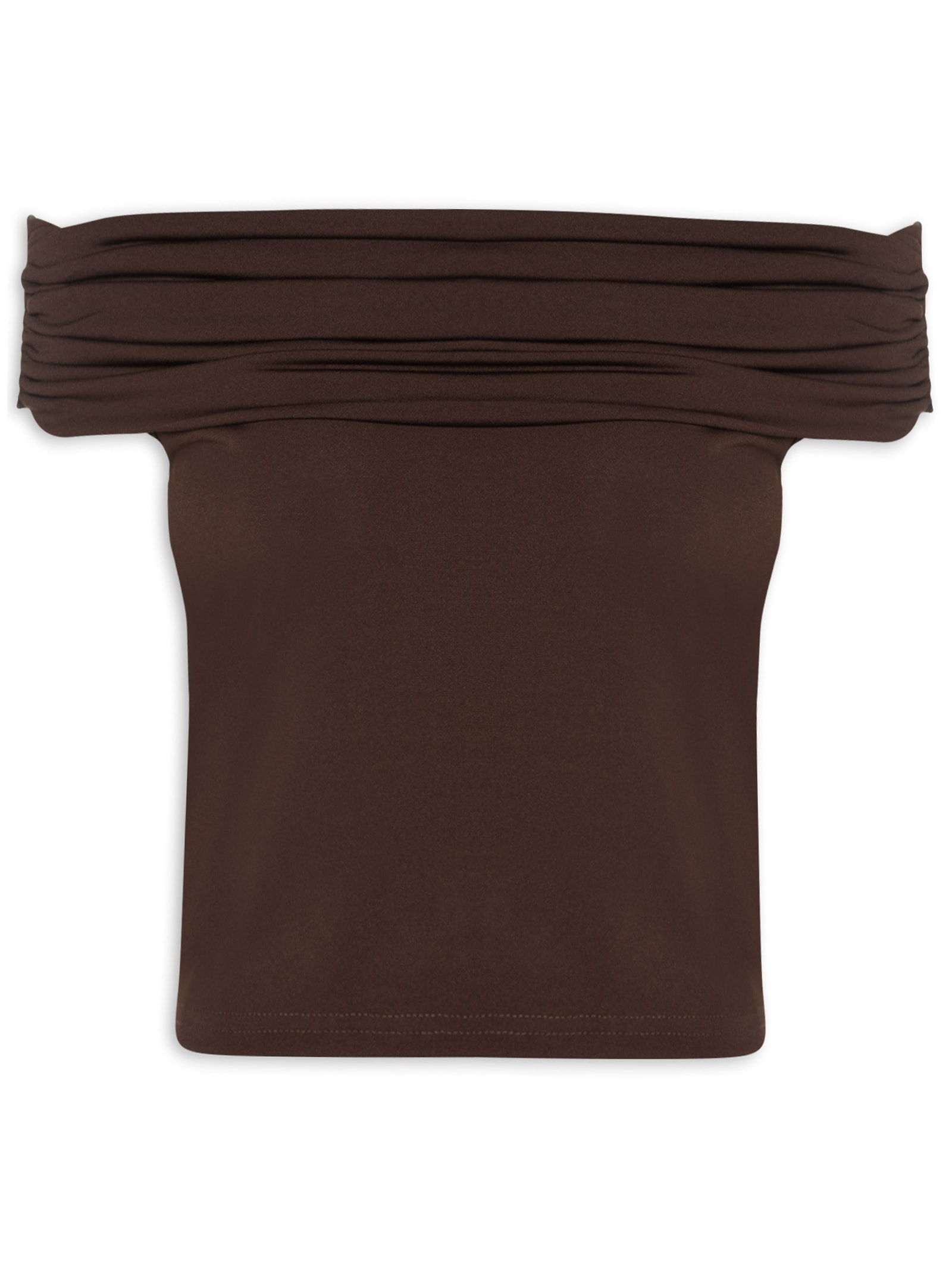 Blusa Feminina Com Sobreposição Plissada Marrom Market 33