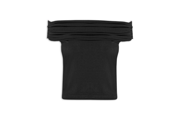 Blusa Feminina Com Sobreposição Plissada - Preto