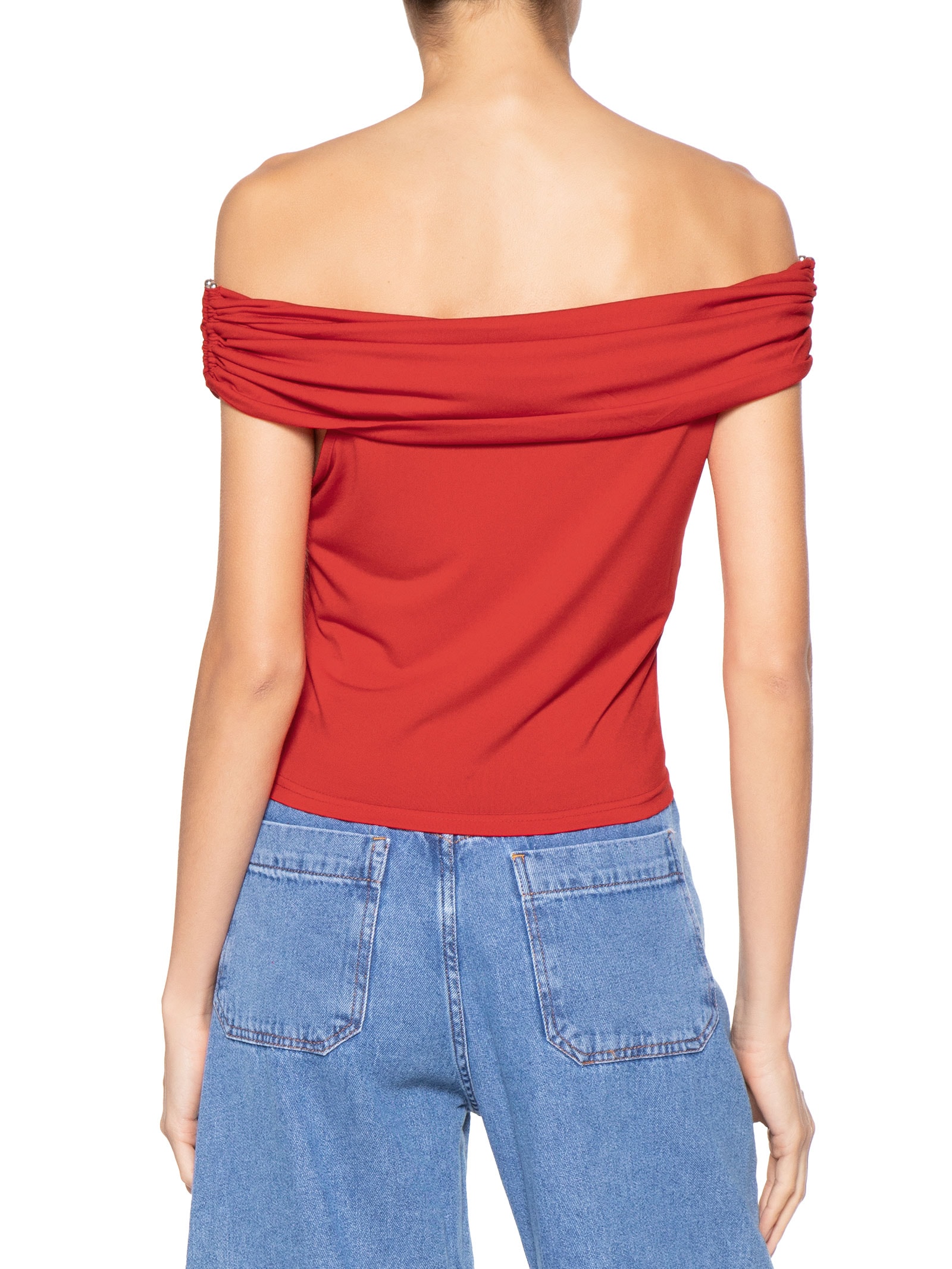 Blusa Feminina Com Sobreposição Plissada Vermelho Market 33