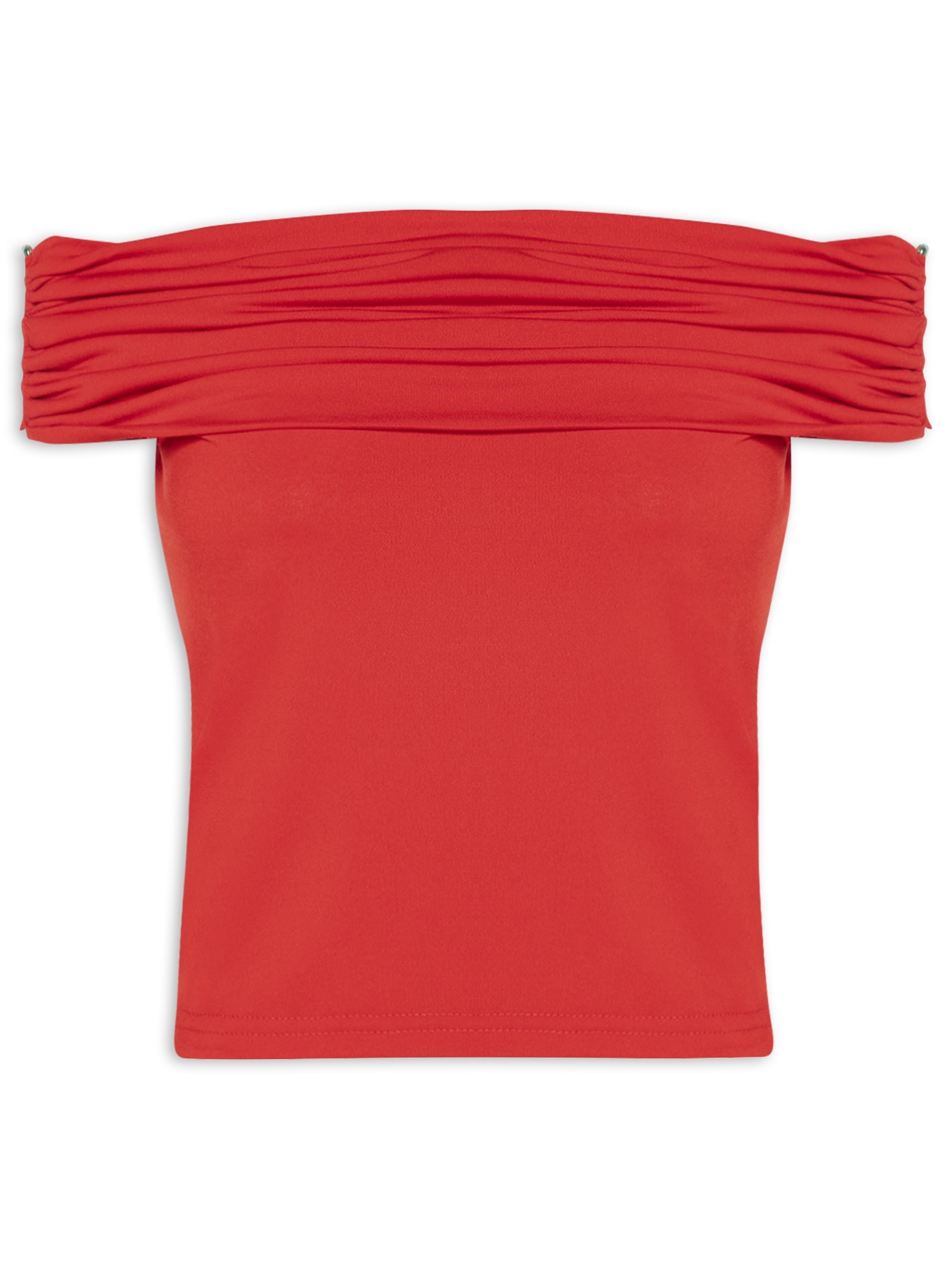 Blusa Feminina Com Sobreposição Plissada Vermelho Market 33
