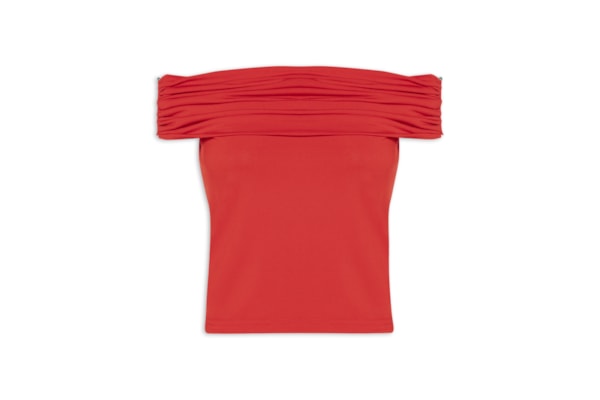 Blusa Feminina Com Sobreposição Plissada - Vermelho