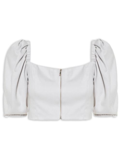 Blusa Feminina Com Zíper Fontal – Cinza