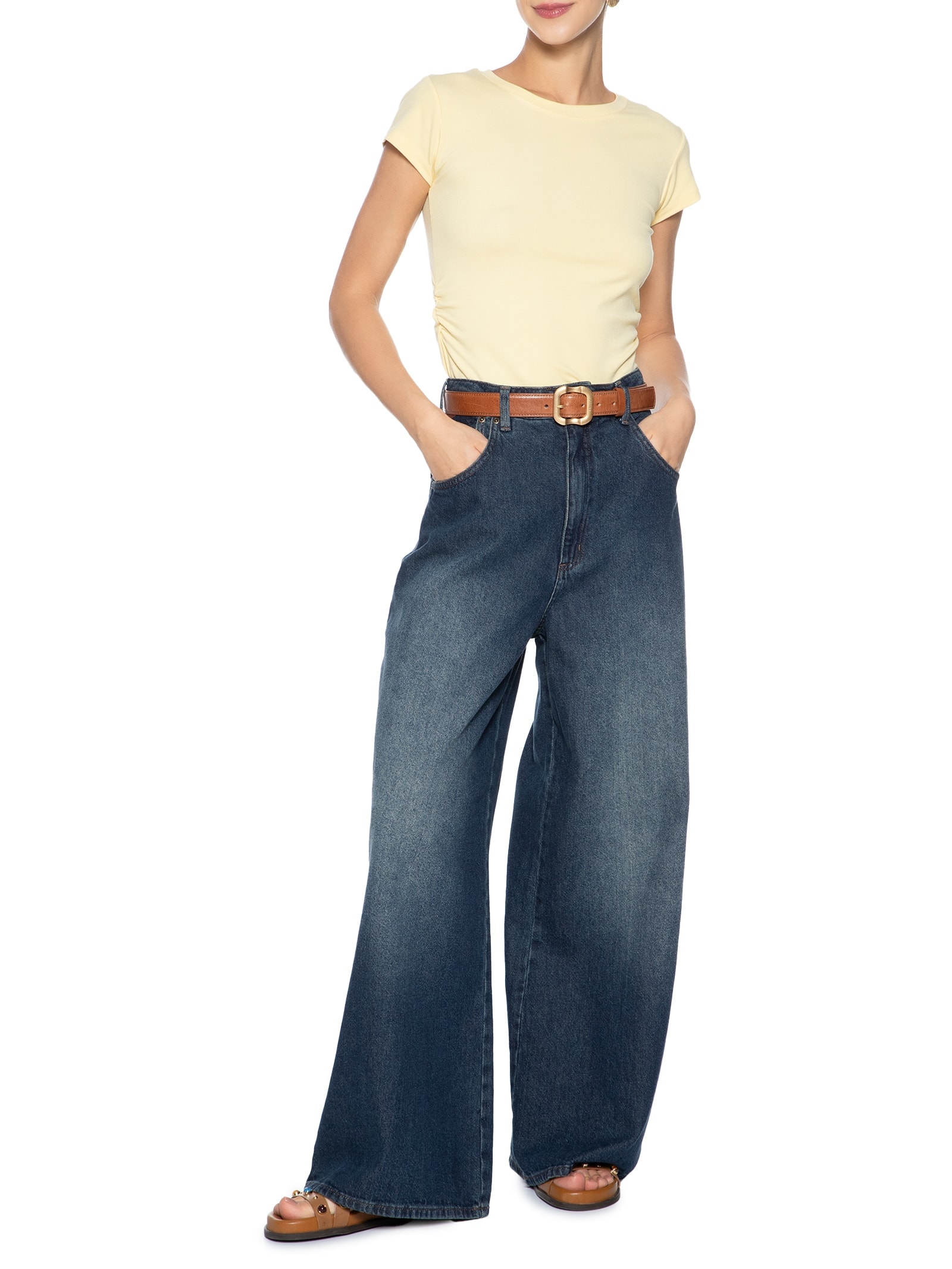 Blusa Feminina Comfy Justa Ao Corpo Amarelo Basiq