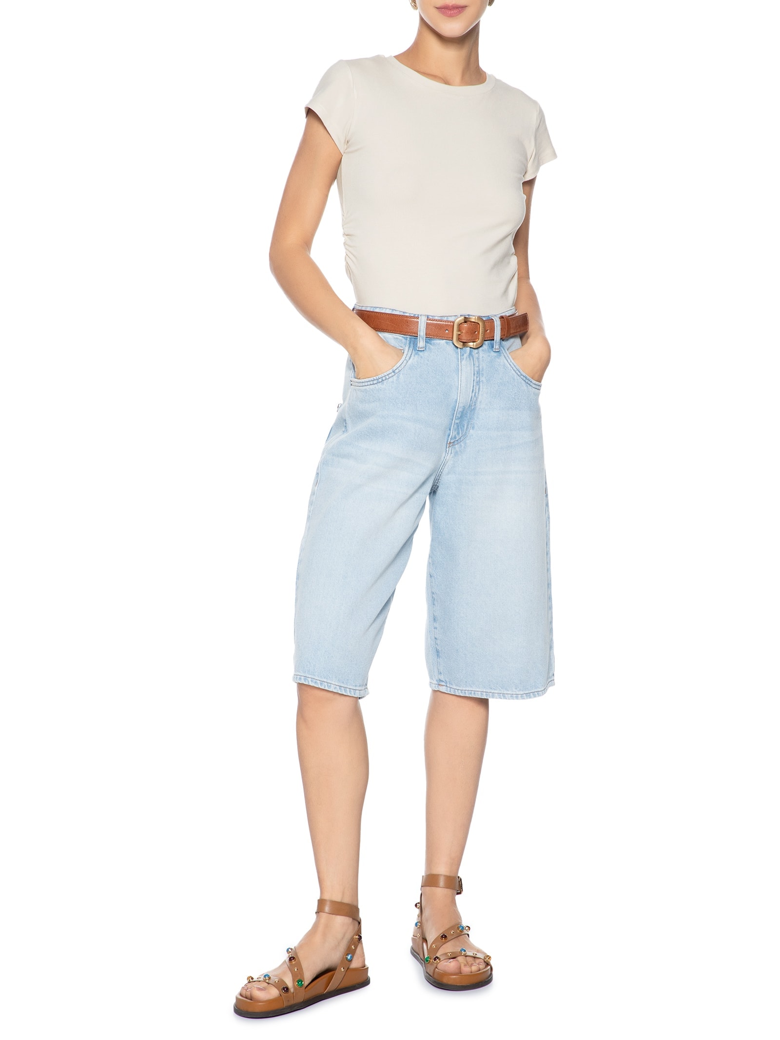 Blusa Feminina Comfy Justa Ao Corpo Bege Basiq