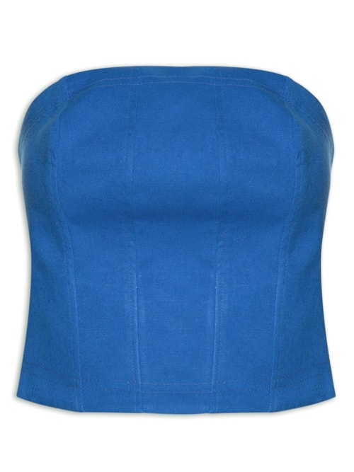 Blusa Feminina Corselet Pesponto - Azul