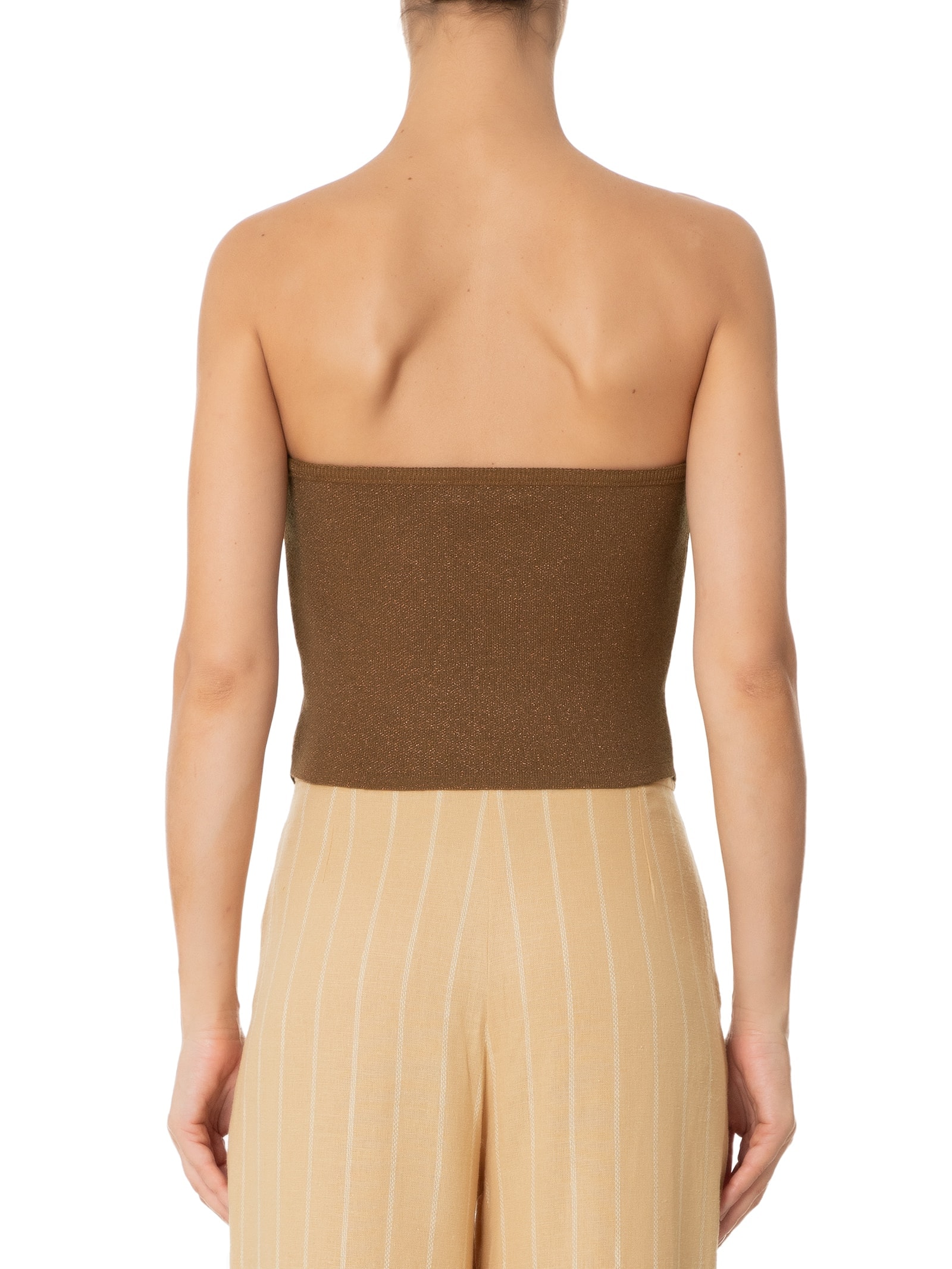 Blusa Feminina Corselet Tricot Brilho Marrom Dress To