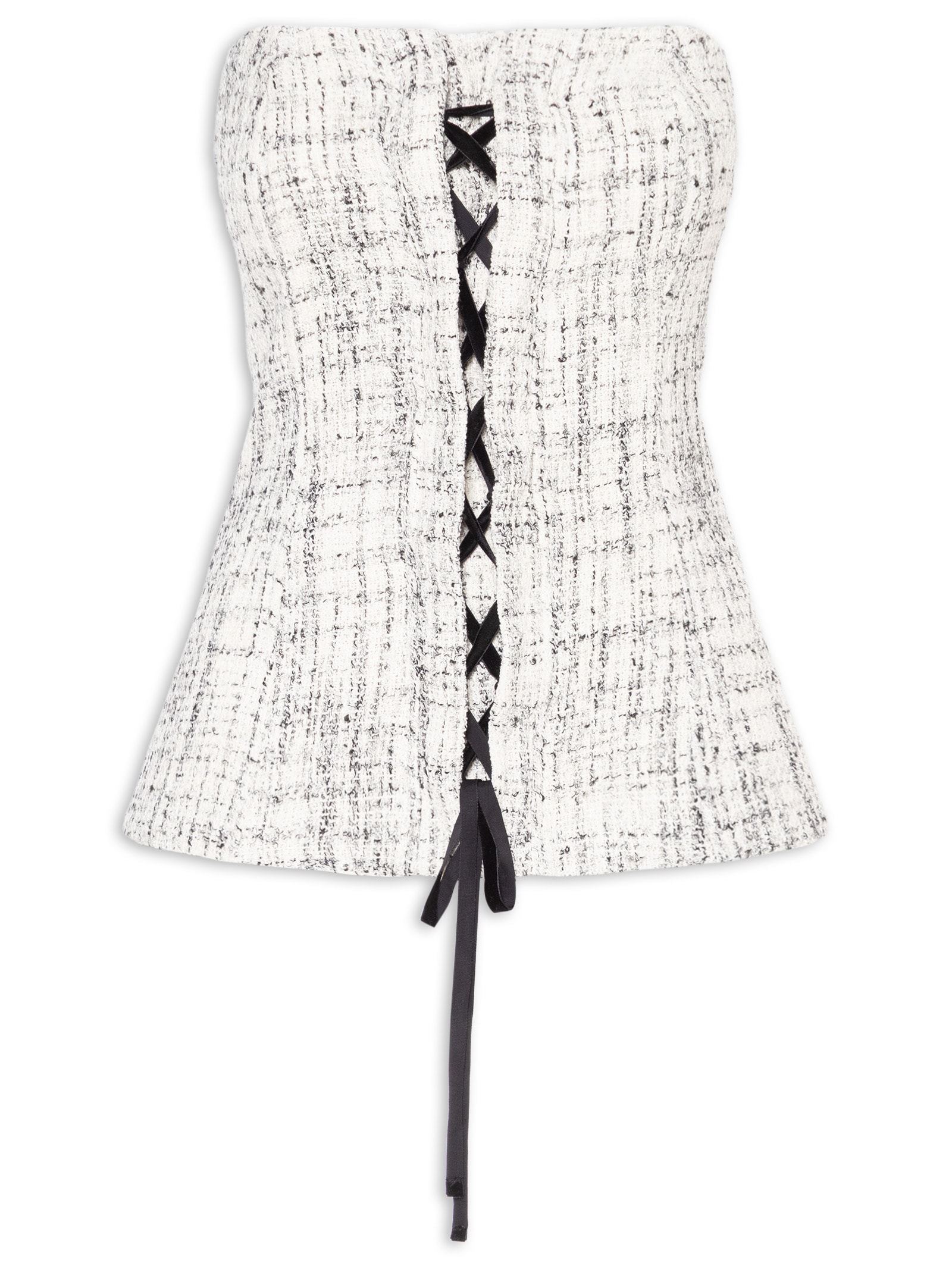 Blusa Feminina Corset Com Amarração Em Tweed Off White '2Essential