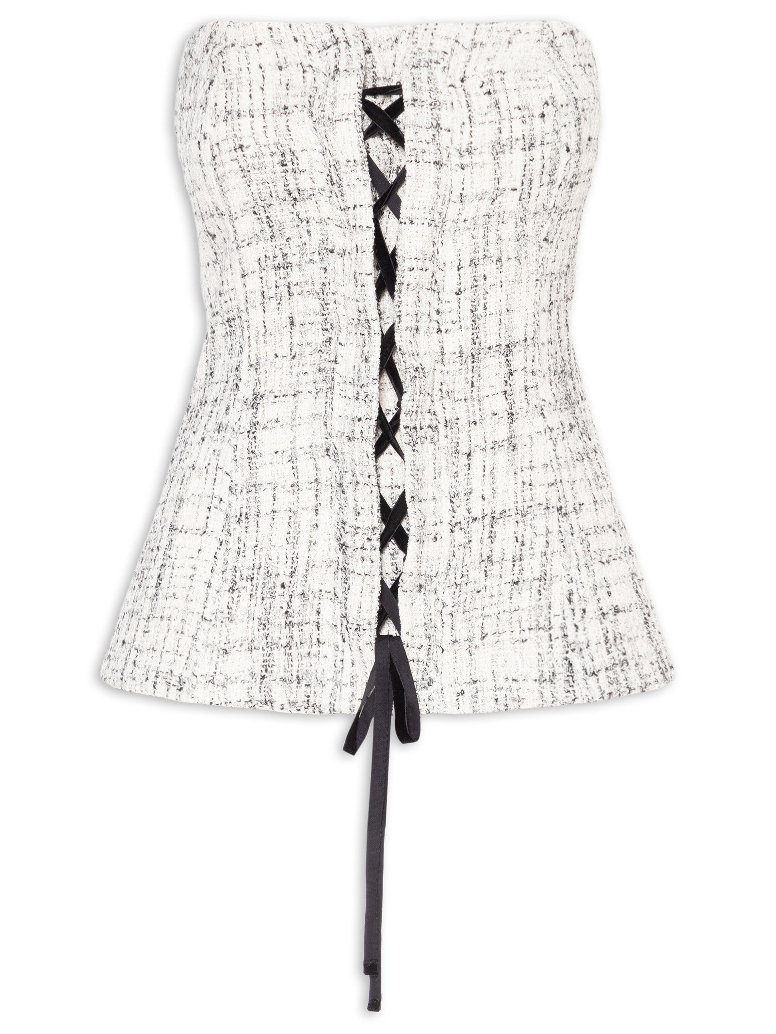 Blusa Feminina Corset Com Amarração Em Tweed Off White '2Essential