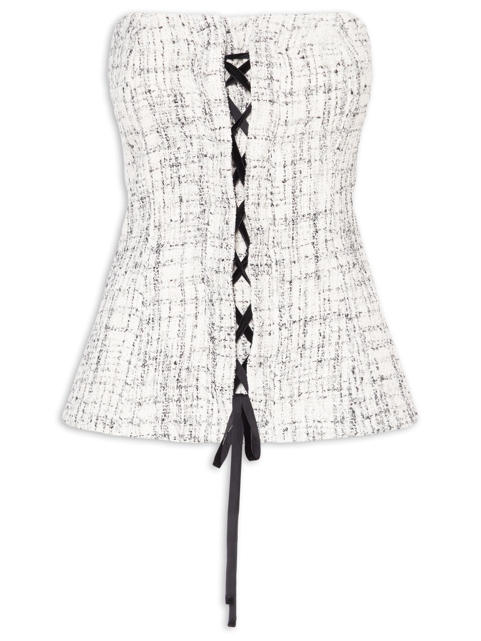 Blusa Feminina Corset Com Amarração Em Tweed Off White '2Essential