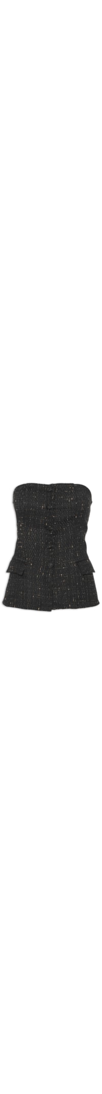 Blusa Feminina Corset Com Recorte Em Tweed - Preto