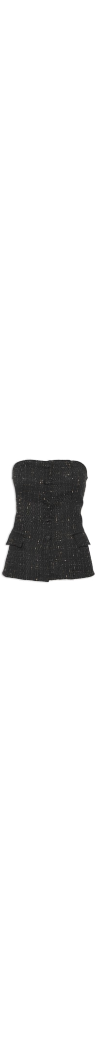 Blusa Feminina Corset Com Recorte Em Tweed - Preto