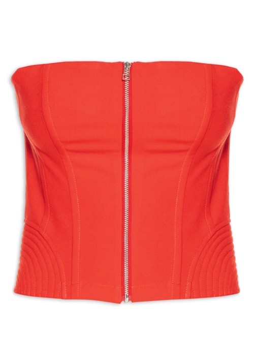 Blusa Feminina Corset Com Zíper Frontal - Vermelho