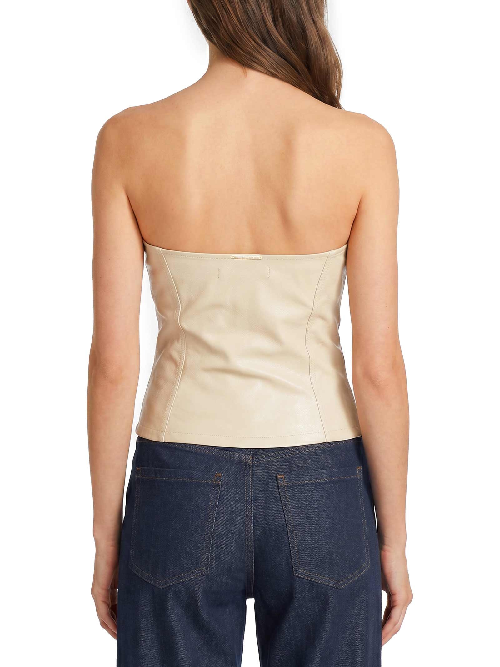 Blusa Feminina Corset de PU com Zíper Bege My Favorite