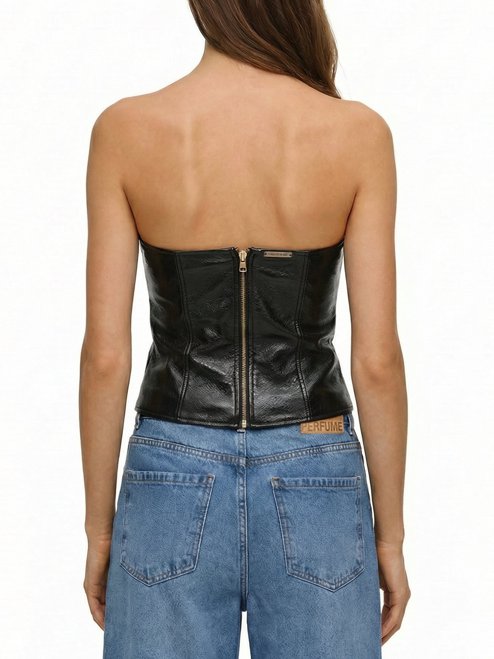 Blusa Feminina Corset Sem Alças Preto Lança Perfume