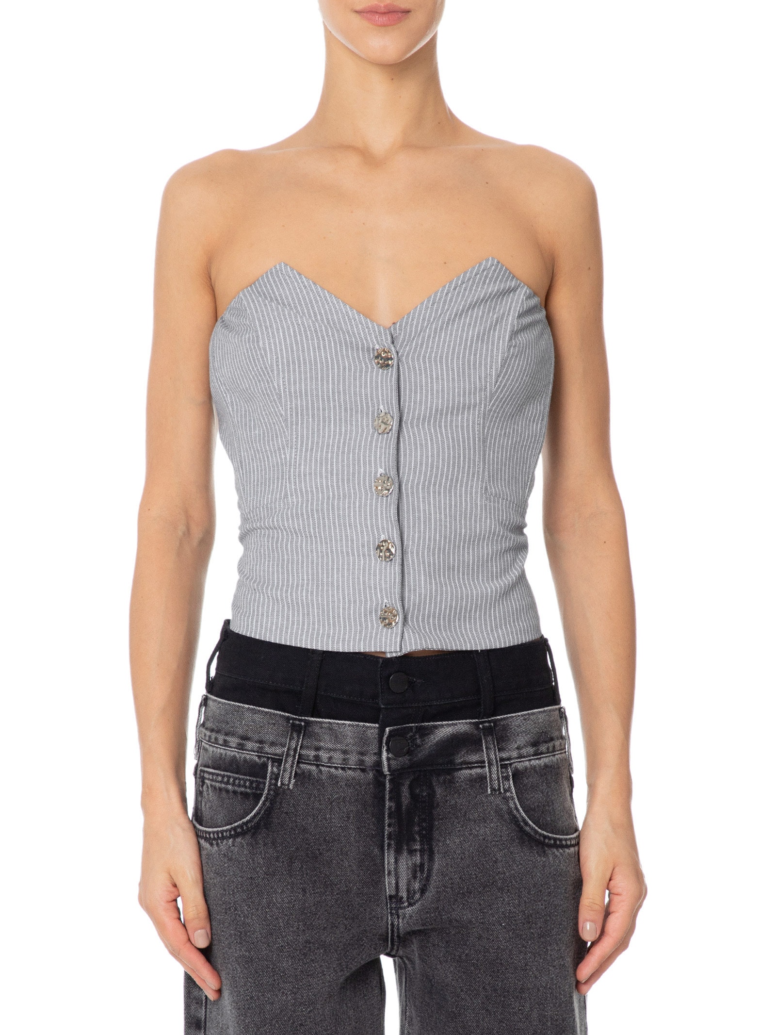 Blusa Feminina Corset Tomara Que Caia Cinza Market 33