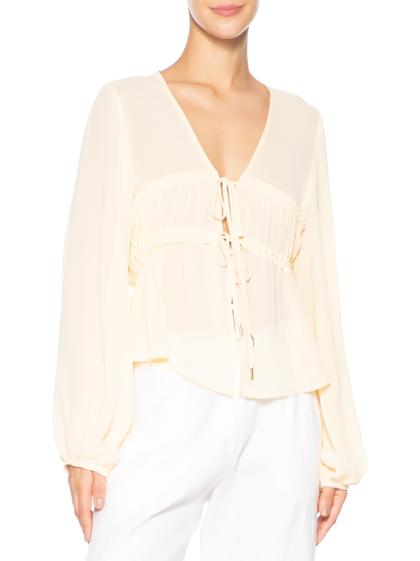 Blusa Feminina Crepe Busto Drapeado Amarelo Dress To