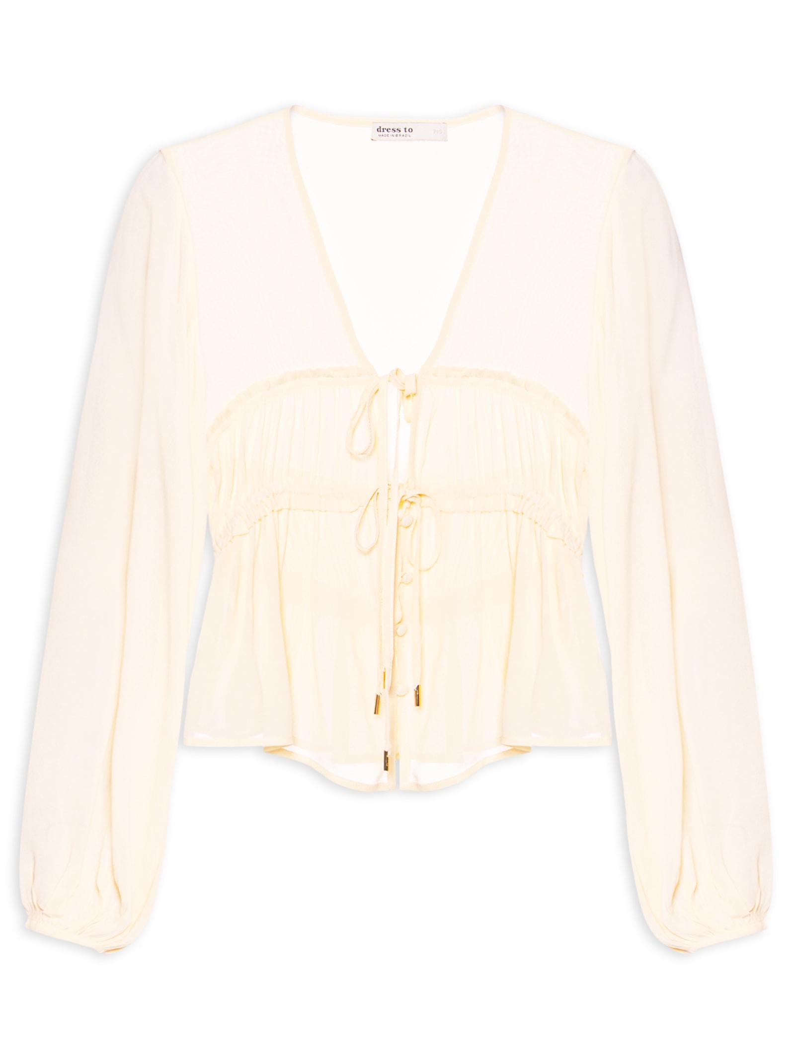 Blusa Feminina Crepe Busto Drapeado Amarelo Dress To