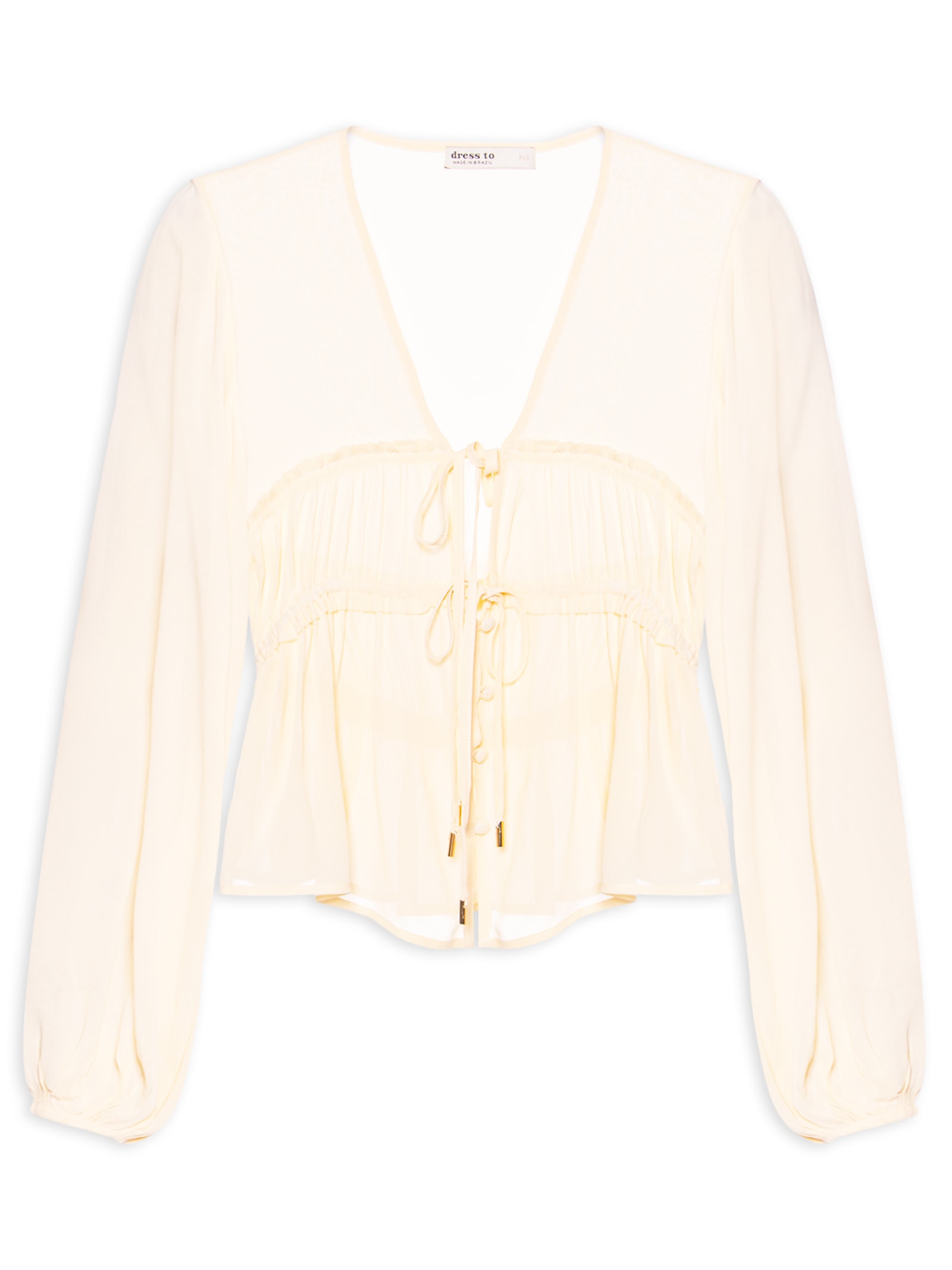 Blusa Feminina Crepe Busto Drapeado Amarelo Dress To