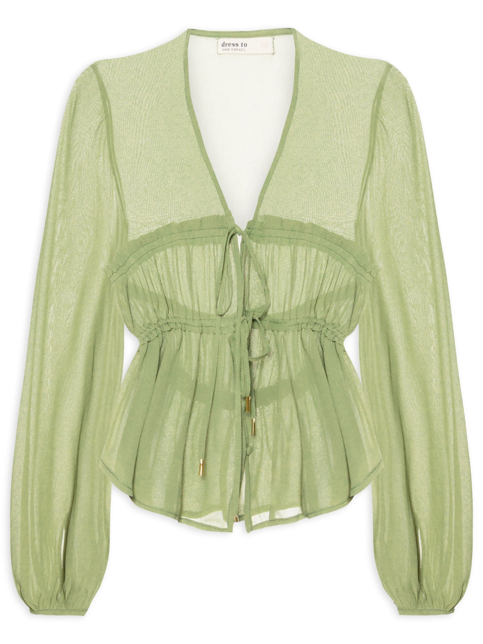 Blusa Feminina Crepe Busto Drapeado Verde Dress To