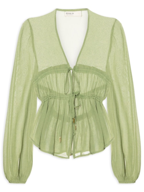 Blusa Feminina Crepe Busto Drapeado – Verde