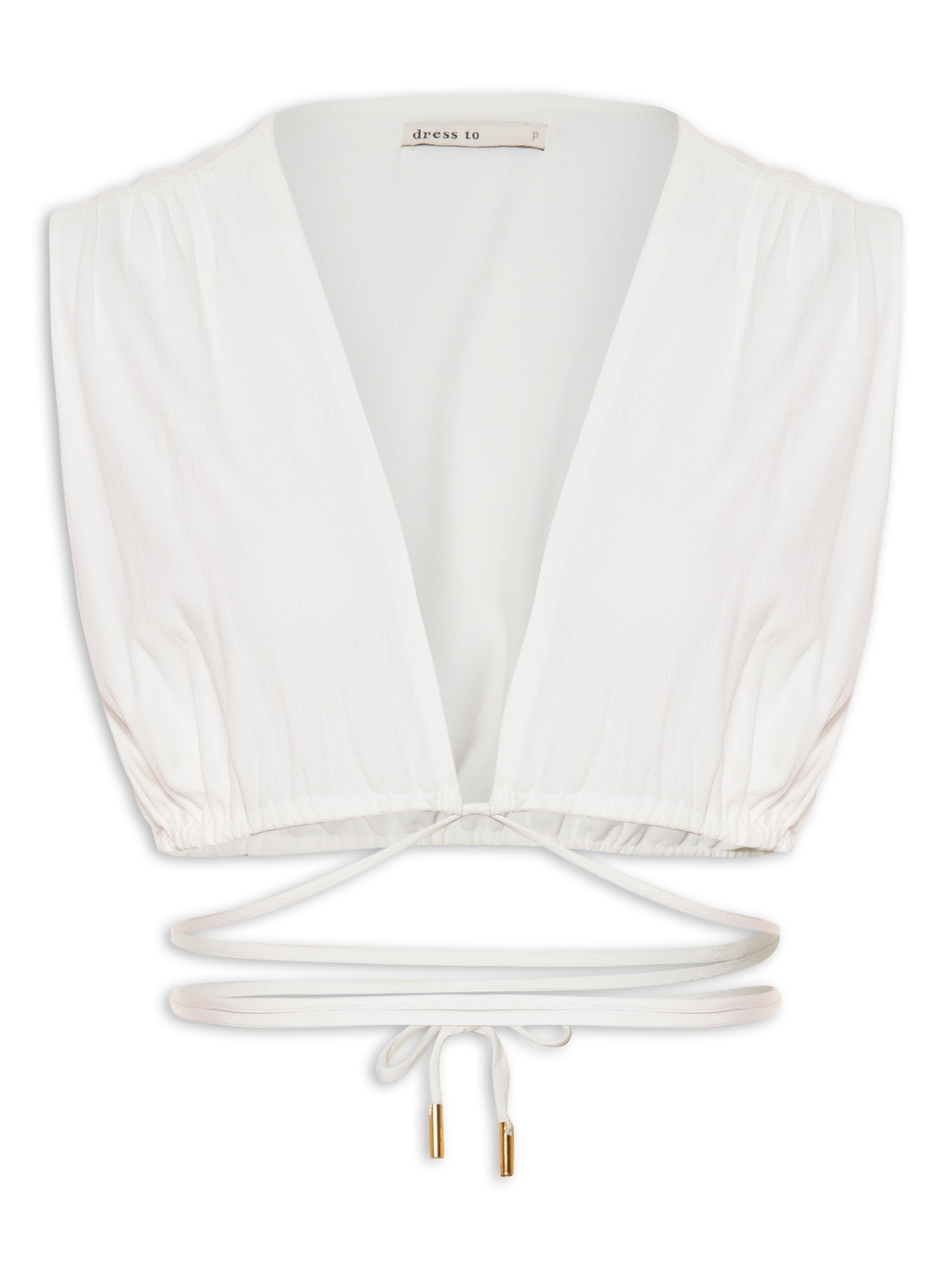Blusa Feminina Crepe Com Amarração Off White Dress To