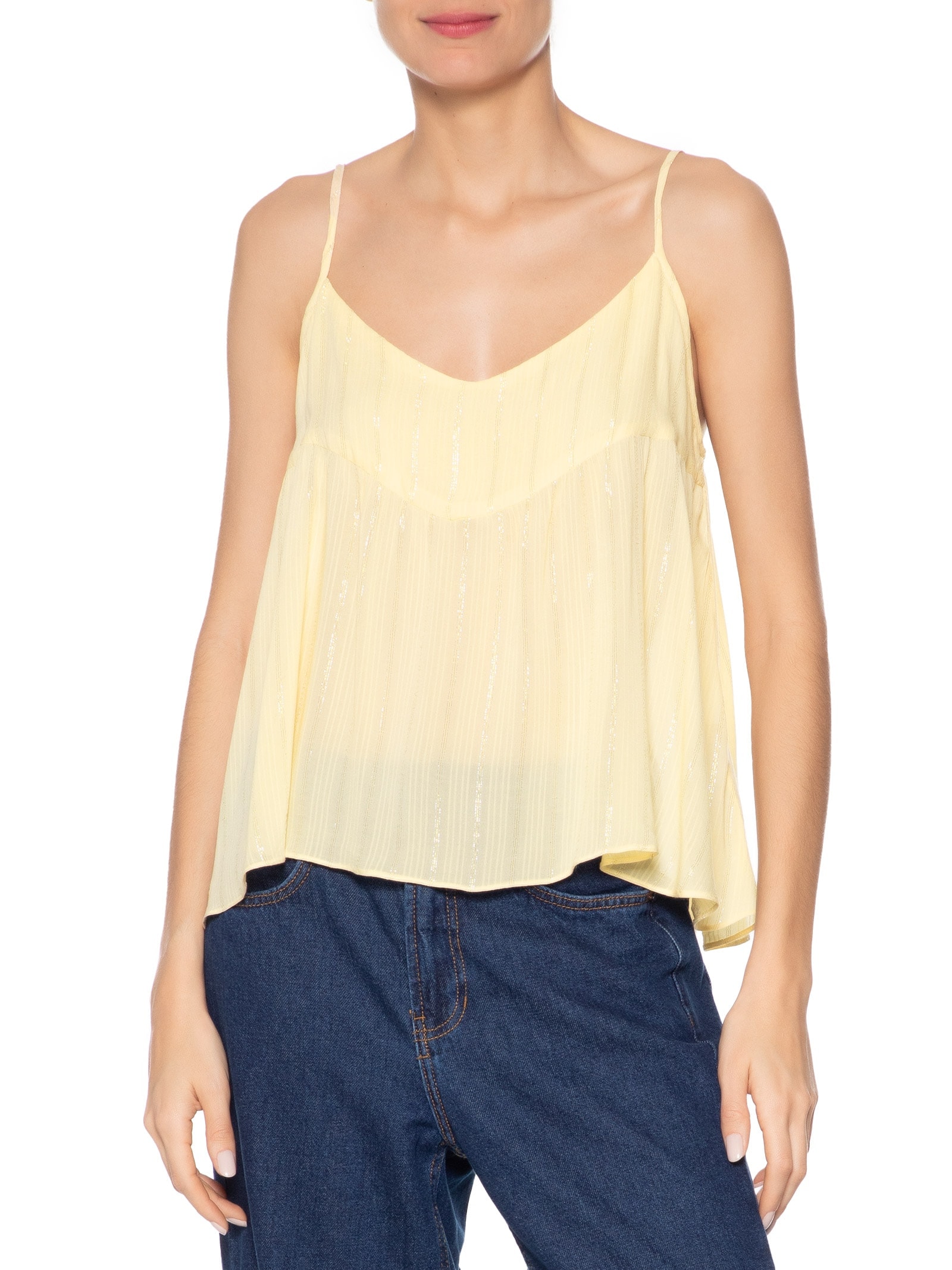 Blusa Feminina Crepe Estampa Céu Sereno Amarelo Dress To