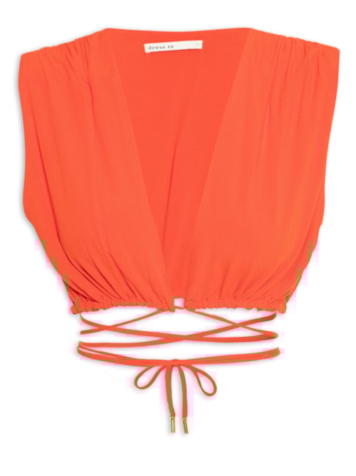 Blusa Feminina Crepe Franzida Com Amarração – Vermelho