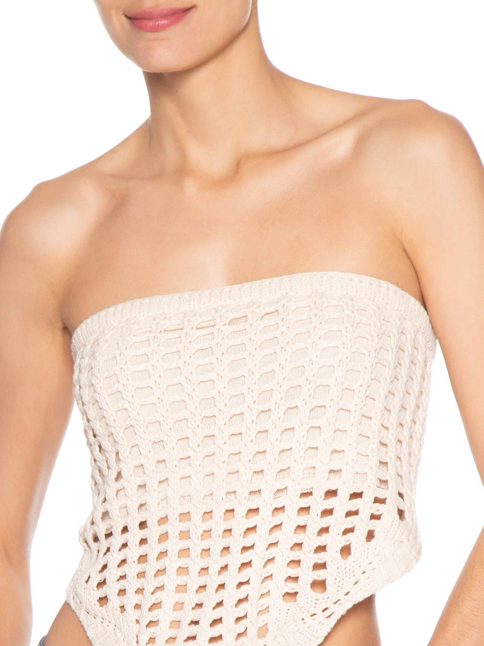 Blusa Feminina Crochet Lenço Bege Dress To