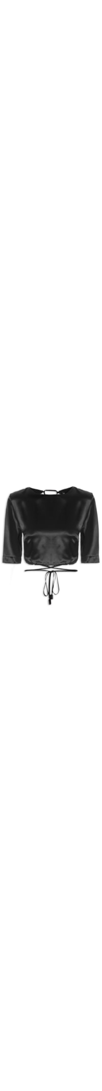 Blusa Feminina Cropped Acetinado - Preto