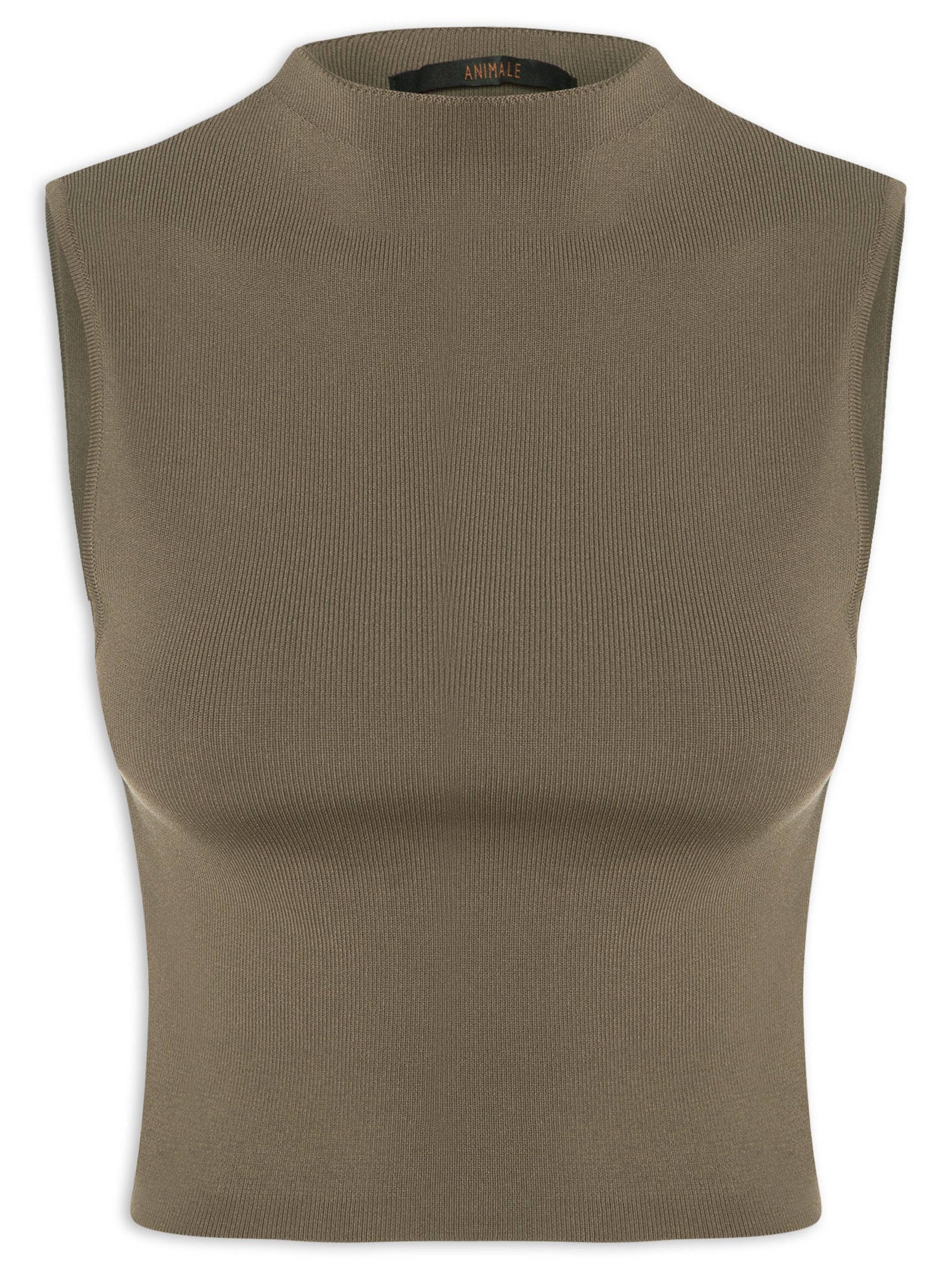 Blusa Feminina Cropped Alta Tricot Color Marrom Animale