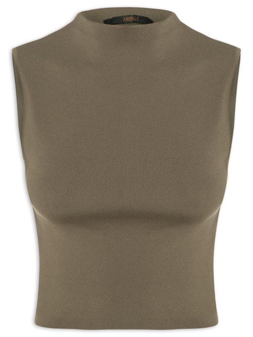 Blusa Feminina Cropped Alta Tricot Color – Marrom