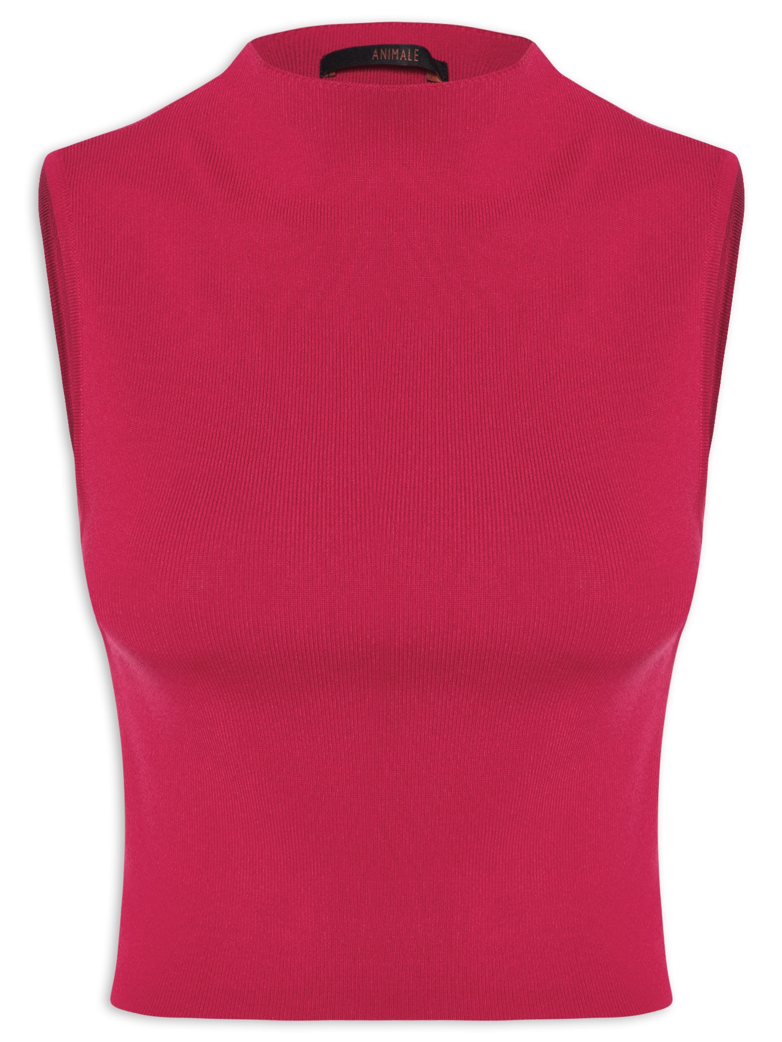 Blusa Feminina Cropped Alta Tricot Color Rosa Animale