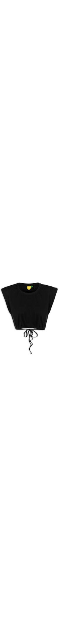Blusa Feminina Cropped Amarração Pregas - Preto