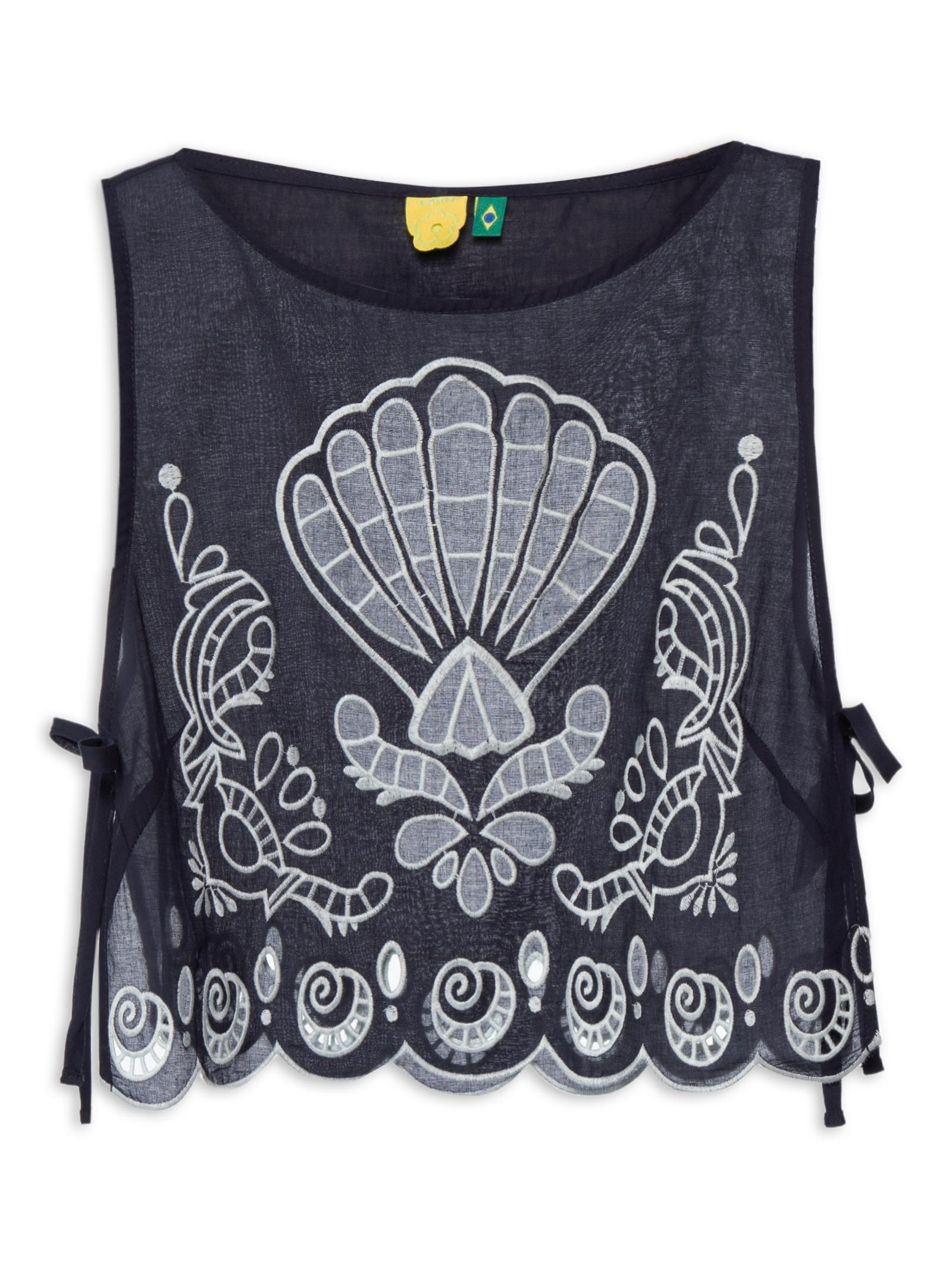 Blusa Feminina Cropped Artesanal Azul Farm Praia