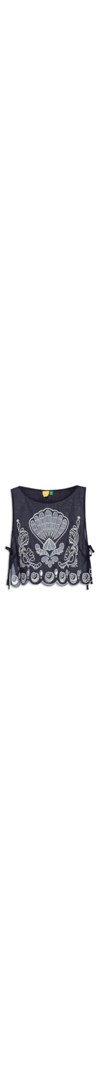 Blusa Feminina Cropped Artesanal - Azul