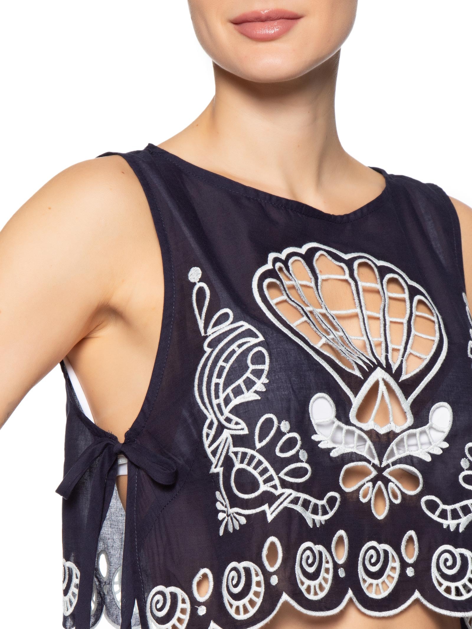 Blusa Feminina Cropped Artesanal Azul Farm Praia