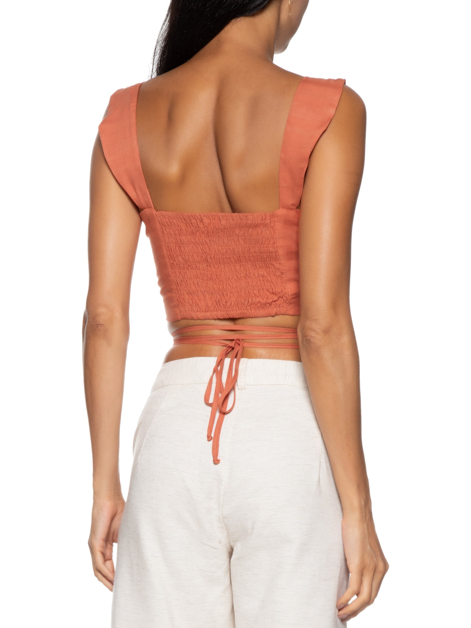 Blusa Feminina Cropped Atado Laranja Cacay