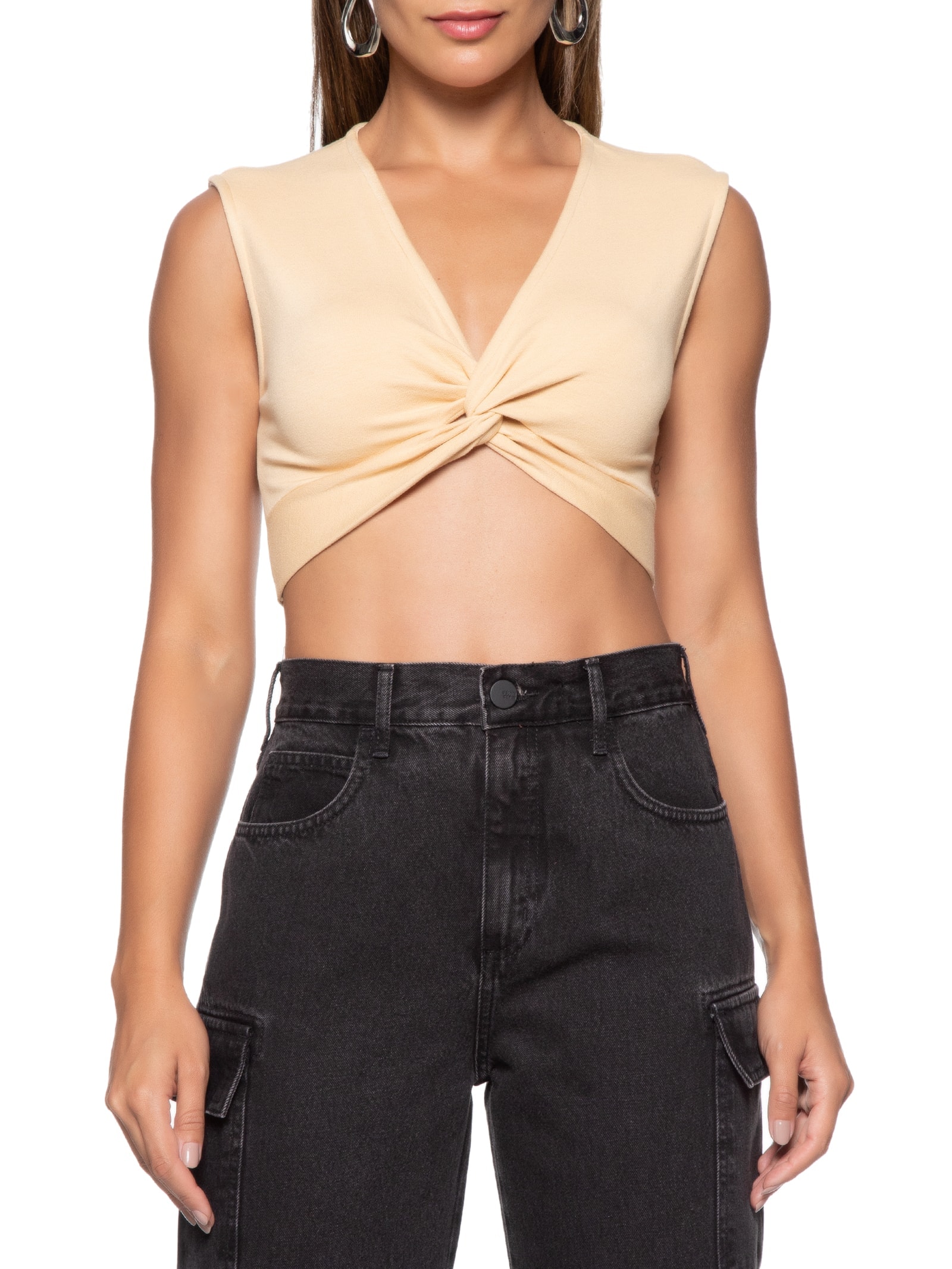 Blusa Feminina Cropped Bege Colcci