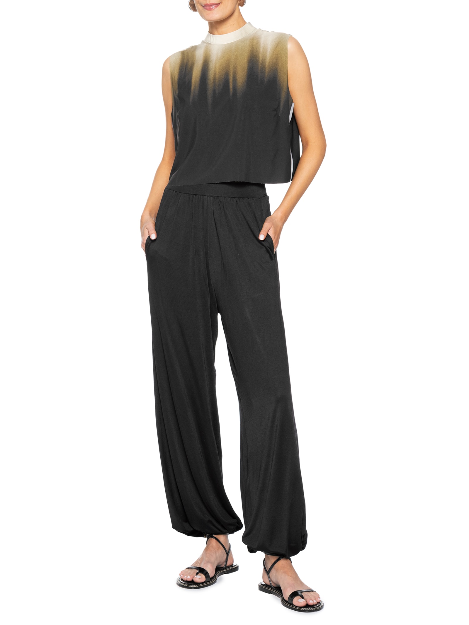 Blusa Feminina Cropped Blurred Superlight Preto Osklen